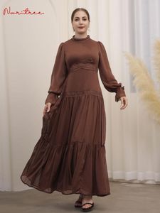 Ubranie etniczne Summer Ramadan Eid Lace szyfonowy muzułmańska sukienka długa abayas szaty fantazyjne maxi francuskie stylowe skromność islamska WY1508