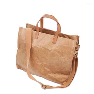 Torby wieczorowe Kraft Paper Tote Bag Kobiety duży kondensa prosty design zmywalny ramię