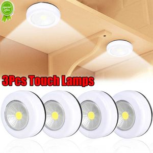 New 3Pcs LED Mini Touch Night Light Self Adhesive Wireless LED Cabinet Light For Wardrobe Bedroom Stair Battery Powered Closet Light