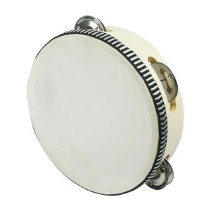 Cale Drum Bell Hand Trzymanie Tambourine Birch Metal Jingles Kids School Musical KTV Party Percussion Toy