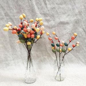 Flores decorativas Decoração de Páscoa Ovos Artificiais Bagas Coloridas Flor Falsa Casa Feliz Decoração de Jardim Plantas de Primavera