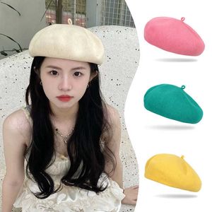 Berets Highquality Knitted Berets 2023 Korean Spring and Summer Big Head Corrugated Widebrimmed Painter Hat Elegant Women's Hats Z0616