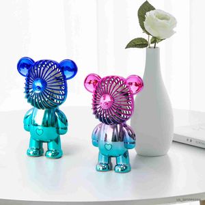 Elektrik Fanları Graffiti Bear Electric USB Şarj Edilebilir Masaüstü Elektroglum Gradyanı Kamp Dış Mekan Seyahat R230616