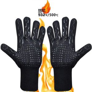 Oven Mitts BBQ Gloves High Temperature Resistance 500 800 Degrees Fireproof Barbecue Heat Insulation Microwave 230616