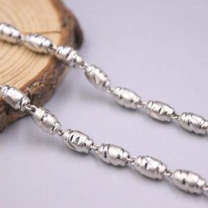 Kedjor Real 925 Sterling Silver Necklace 4.0mm Diamond Cut Oval Bead Link Chain 19.7 