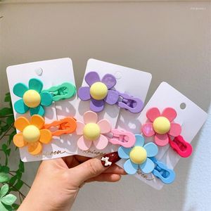 Hair Accessories 2 Pcs Fashion Sweet Girl Princess Wave Clip Korean Children's Cute Colorful Large Flower Hairpin