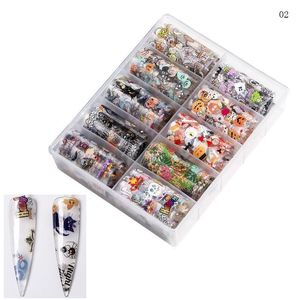 2020 Christmas Decorations for Nails Mix Colorful Transfer Nail Foil Sticker Snow Flower Elk Gift Santa Paper