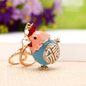 Keychains Cock Luxury 4 Colors Rooster Chicken Crystal Trinket Key Ring Chains Holder Metal Animal KeyringsKeychains5269778341l