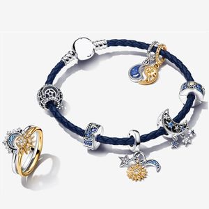 2023 Summer Nya charmsarmband Sun Moon Rings Set Diy Fit Pandora Armband Pendant Necklace For Women Designer Jewelry Girls Wedding Engagement Gift Present