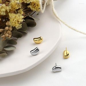 Stud Earrings Minimalist 925 Sterling Silver Bean Shape Gold Color Geometric Handmade Party Accessories Jewelry Gift