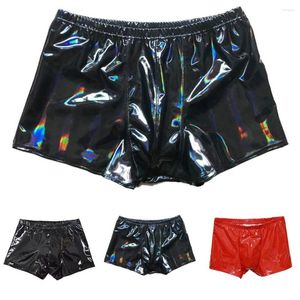 Shorts Masculinos Cueca Boxer de Couro Sintético Casuais Wetlook Látex Cuecas Calções de banho Roupas de Praia Roupas de Corrida Roupas de Casa