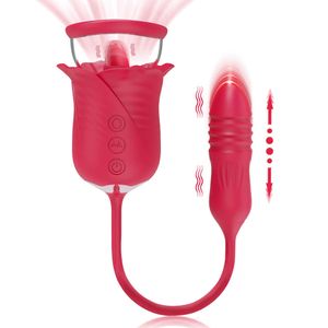 Vibratore del giocattolo del sesso della rosa per le donne Ventosa del clitoride Succhiare Stimolatore del clitoride del punto g Spinta Tettarelle da biberon della vagina Merci vibranti Adulto