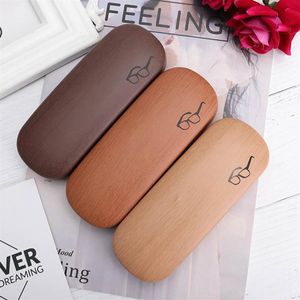 Sunglasses Cases High Quality Wood Grain Hard Kit Holder Metal Reading Glasses Case for Men and Women PU Leather Eyeglass Box 2306282E