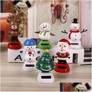 Decorações de natal temáticas dança movida a energia solar papai noel balançando bobble novidade brinquedos decoração do carro brinquedo crianças presente1 drop delivery h dhqk8