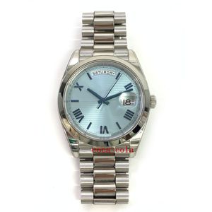 원래 1 ~ 1 BP 공장 제조업체의 날 날짜 40 228206 플래티넘 회장 손목 시계 아이스 워치 블루 사분면 로마 란 사파이어 자동 방수 패션 남성 시계