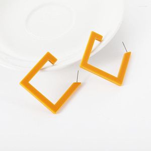 Stud Earrings Fashion Simple Resin Geometric Large Square For Women Yellow Acrylic Pendientes Jewelry Gift