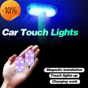 Novo 1/2 pçs luz interior do carro led sem fio luzes de toque com ímã luz interior do carro usb recarregável para porta pé baú carro led