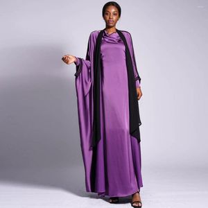 Ethnische Kleidung, muslimische Frauen, 2-teiliges Set, Abayas-Kleider, Dubai, arabische Seide, Satin, Kimono, Strickjacke, Robe