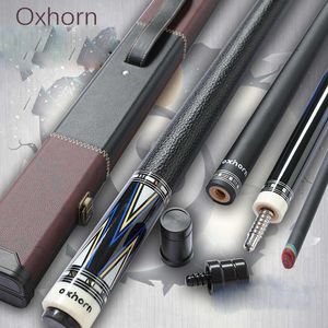 Accessori da biliardo Arrivo OXHORN Cue Pool 11.5mm 13mm Dimensione punta Tecnologia nera Manico in pelle con asta con custodia 230616