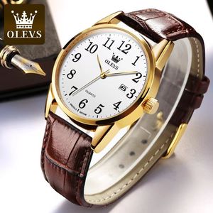 OLEVS Quartz Men's Watchデジタルスケールシンプルカレンダーメンズウォッチ39mm