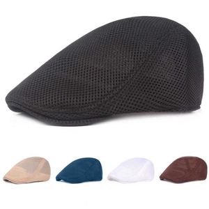 Beret Kobiety mężczyźni beret oddychający elastyczna siatka słoneczna czapka solidna kolor przeciwzapięciowy czapkę płaską męską męską hat moda akcesoria Z0616