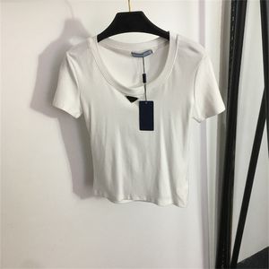 T-shirt da donna a maniche corte Top attillato casual match Slim Girl donna con girocollo Tops Tees