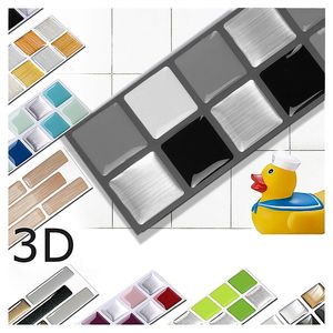 Vividtiles 6 folhas coloridas autoadesivas decoração faça você mesmo papel de parede de vinil 3D descascar e colar ladrilhos quadrados de mosaico colados no backsplash