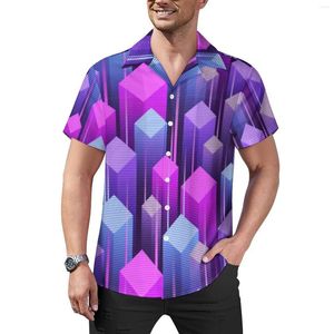 Camicie casual da uomo Funky Art camicette da uomo anni '80 astratto geometrico hawaiano a maniche corte moda personalizzata camicia da spiaggia oversize regalo