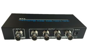 Amplificatore SDI Splitter a 4 porte Distributore SDI Splitter 1X4 Segnale 1 in 4 Out con adattatore di alimentazione per proiettore Monitor DVR