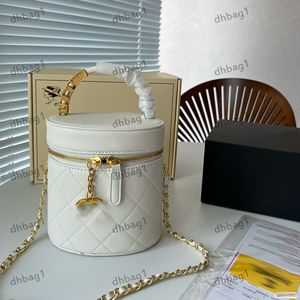 Womens Makeup Bag Shoulder Bag Diamond-patterned C-button Small Pendant cylinder Bag Matelasse chain top diamond-studded Tote cross-body Bag Brand Bags 19X19cm