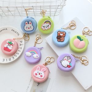 Women Silicone Coin Purse Cartoon Animal Round Shape Coin Wallet Headset Bag Clutch Change Purse Wallet Pouch Bag Kids Gift