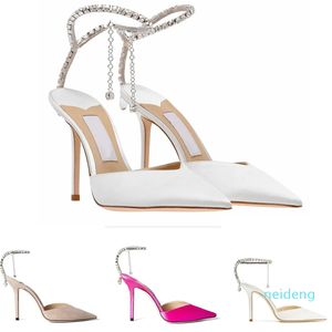 Designer -Kvinnor Pump Wedding Dress Shoes High Heels Black Suede Stiletto Pumps With Crystal Embellment Sandaler Luxury Designer Shoe Pointed 35-43