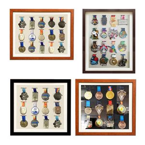 Bathroom Shelves Wood Marathon Medal Display frame Custom P o Frame for Medals Holder Vintage Case Poster DIY Protect 230615