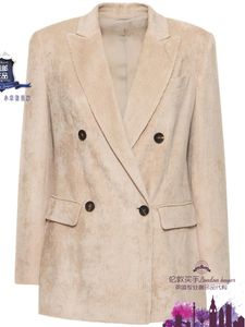 Kadın Ceketleri Katlar Takımlar Blazers Brunello Bahar Bej Kadife Ceket Cucinelli