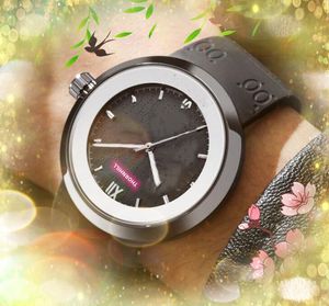High-End Men's Leisure Diamonds Ring Watches 43mm gummiläderbälte kvarts rörelse klocka Fashion Nice Design Business Classic Armband Watch Birthday Presents