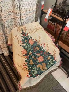 Filt god jul stickad filt djur ekorre tallträd rese filt för sovrum soffa kontorsbäddar r230616