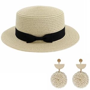 Parent child Beach Hat Female Casual sun Hats Lady Women Flat brim Bowknot Straw cap girls Sun Hat6091827298e