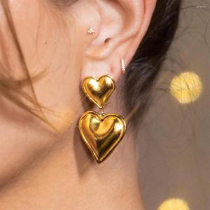 Baumelnde Ohrringe 18K Gold Ohrring Edelstahl Herz für Frauen 2023 Trendige Luxus-Damen-Creolen-hängende Mode