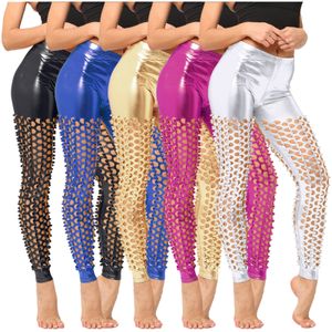 Calças femininas Capris Punk Gothic Calças femininas brilhantes com lantejoulas ocas leggings sexy cintura alta pêssego quadris calças fitness academia rock elástico 230615