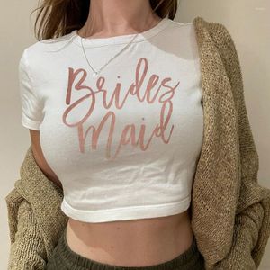 Magliette da donna Addio al nubilato Team Bride Anni 2000 Yk2 Trashy Crop Top Girl Cute Gothic Manga Tshirt