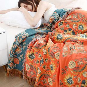 Blanket Pure Cotton Sofa Blanket All Geometry Sofa Pad Fashion Dust Towel Blanket for Office Sofa Bedspread R230616