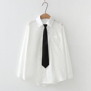 Women's Blouses Jmprs Jk Women White Shirts Long Sleeve Fall Student Casual Button Up Japan Black Tie Preppy Style Girls Tops