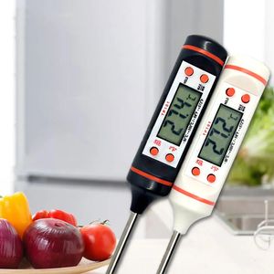 Instrumentos de medição de temperatura TP101 Termômetro de cozinha digital eletrônico para alimentos Medidores de cozimento para churrasco em aço inoxidável Grande tela pequena Preto branco