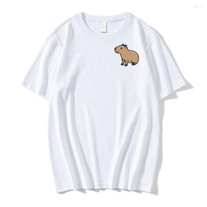Herr t-skjortor capybara kawaii tryckt t-shirt par kläder rolig tecknad casual kort ärm tee toppar sommar bomull vit