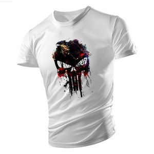 Men's T-Shirts Four Seasons Outdoor Cut-Out Under Neck Adult Short Sleeve American Creative Skull 2D Printed Men's Christmas T-shirt Leisure Sports