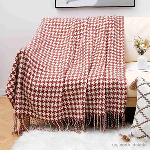 Filt svartvitt houndstooth soffa soffa