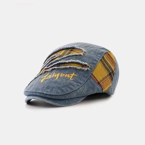 Berets 2022 Junge Mädchen Baskenmütze Mann Kleine Größe Denim Ivy Cap Damen Frühling Sommer Wiederherstellung Newsboy Hut 5256 cm Z0616