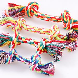 Random Color Pet Dog Toy Bite Rope Double Knot Cotton Rope Funny Cat Toy Bite Resistant and Sharp Teeth Pet Supplies Puppy Toys