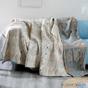 Cobertor Têxtil Cidade Seta Padrão Chique Cobertor Decoração para Casa Sofá Quatro Estações Algodão Gaze Toalha Colcha 200x230 R230616