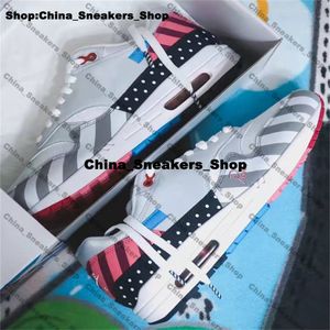 Parra Designer Mens Size 12 87 Max Sneakers Shoes One Air One Airmax1 1 Тренеры AT3057-100 US 12 RUGE CASAUAL WOMNES EUR 46 US12 Спортивные мульти цветные белые сапатильилы